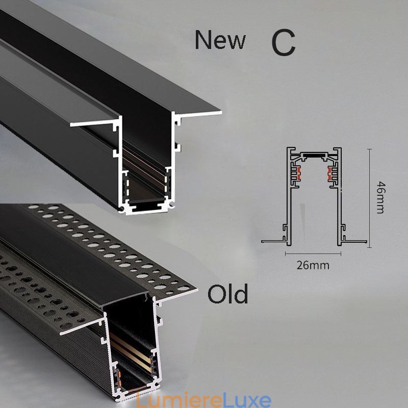 Rails d'éclairage encastrés, profilé de surface magnétique en aluminium, bande lumineuse ultra fine de 100 cm