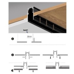 Rails d'éclairage encastrés, profilé de surface magnétique en aluminium, bande lumineuse ultra fine de 100 cm