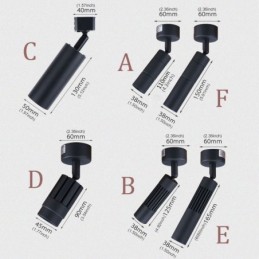 Spot de plafond noir rotatif COB (lumière unique)