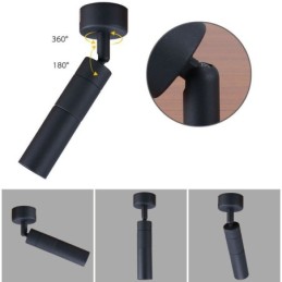 Spot de plafond noir rotatif COB (lumière unique)