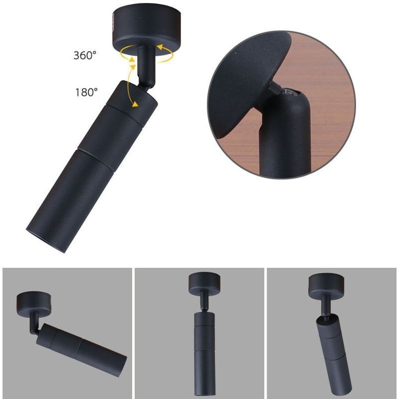 Spot de plafond noir rotatif COB (lumière unique)