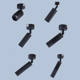 Spot de plafond noir rotatif COB (lumière unique)