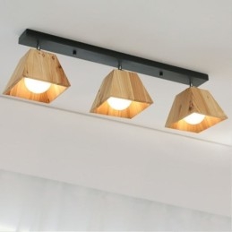 Spot de plafond rotatif à quatre prismes en bois nordique