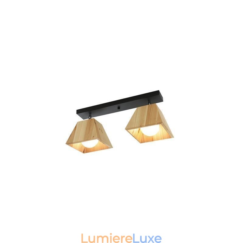 Spot de plafond rotatif à quatre prismes en bois nordique