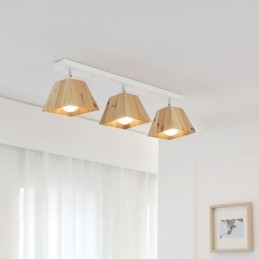 Spot de plafond rotatif à quatre prismes en bois nordique