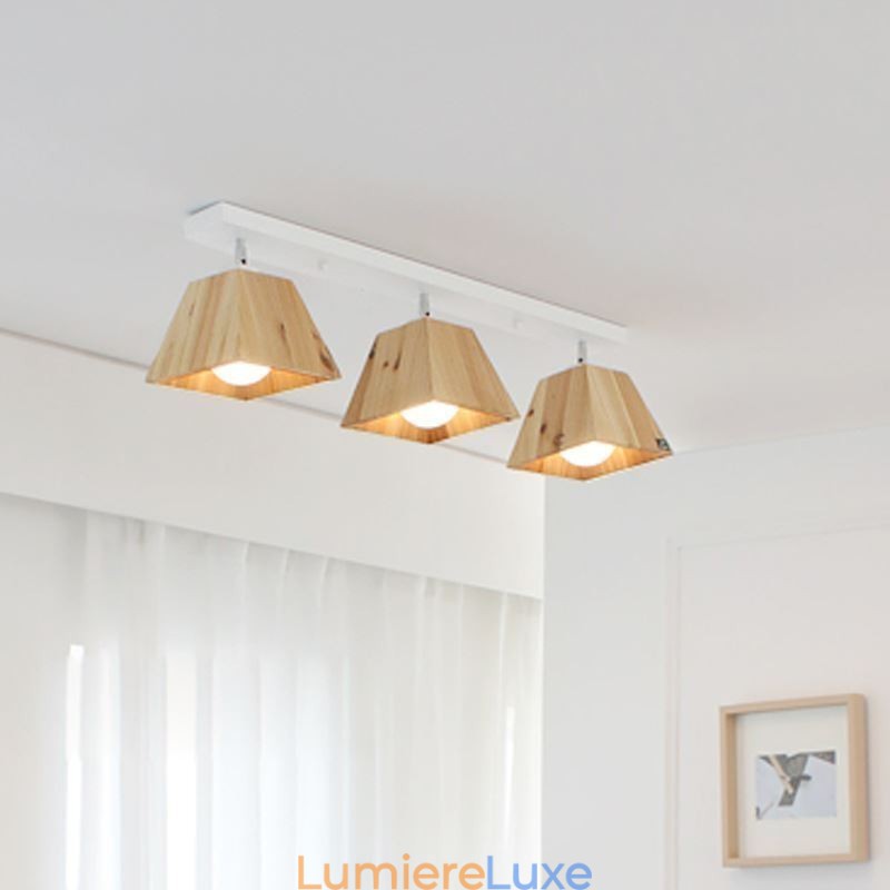 Spot de plafond rotatif à quatre prismes en bois nordique