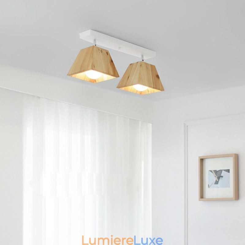 Spot de plafond rotatif à quatre prismes en bois nordique