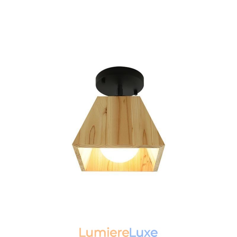 Spot de plafond rotatif à quatre prismes en bois nordique