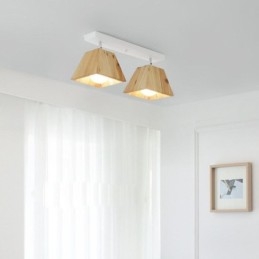 Spot de plafond rotatif à quatre prismes en bois nordique
