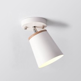 Plafonnier simple en bois et fer nordique (lumière unique)
