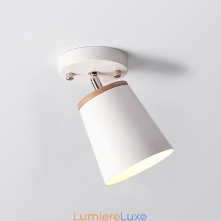 Plafonnier simple en bois et fer nordique (lumière unique) Plafonnier simple en bois et fer nordique (lumière unique)
