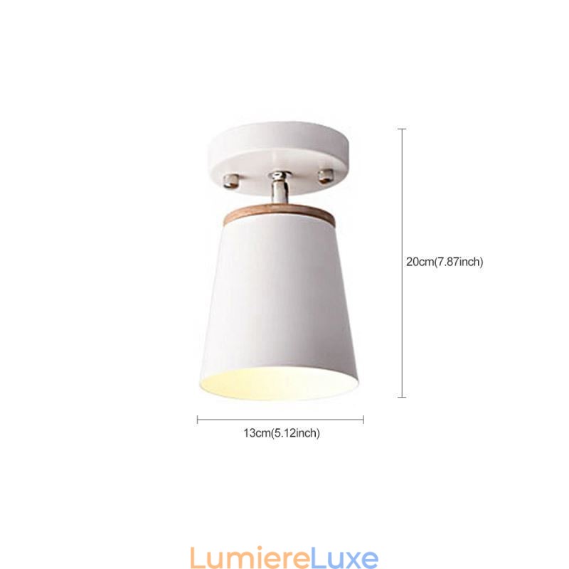 Plafonnier simple en bois et fer nordique (lumière unique)