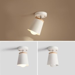 Plafonnier simple en bois et fer nordique (lumière unique)