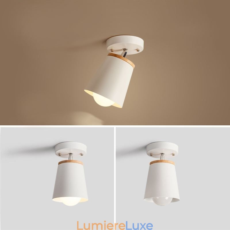 Plafonnier simple en bois et fer nordique (lumière unique)