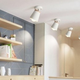 Plafonnier simple en bois et fer nordique (lumière unique)
