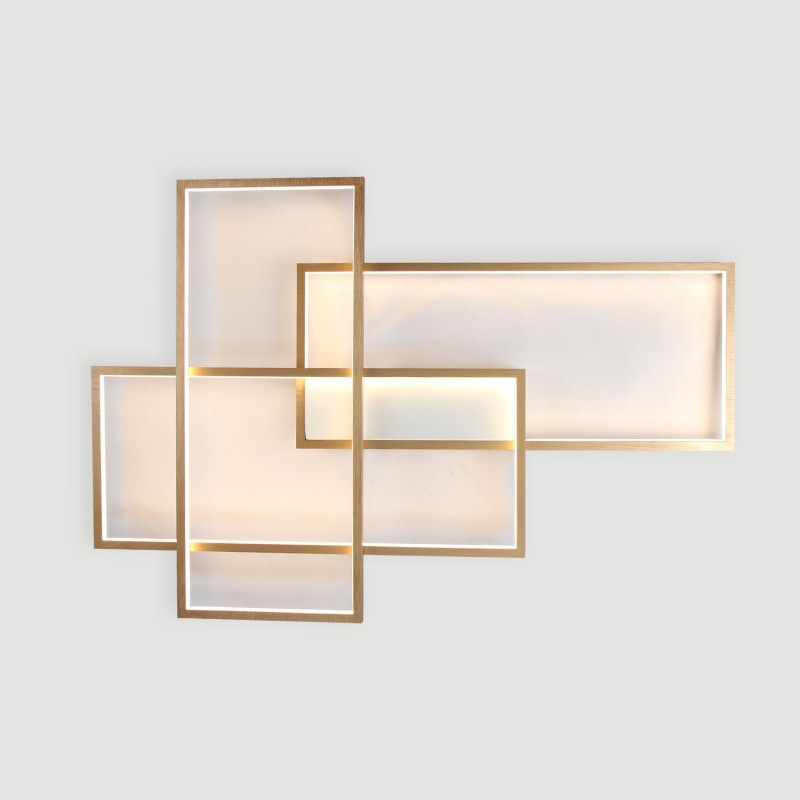 Plafonnier moderne et contemporain en aluminium doré avec variateur d'intensité pour salon, chambre à coucher (peut également servir d'applique murale)