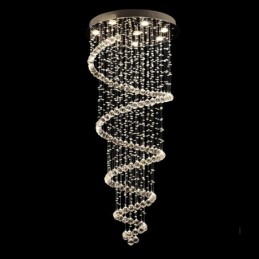 Plafonnier suspendu en cristal K9 moderne en spirale, luminaire d'intérieur pour escaliers et hauts plafonds