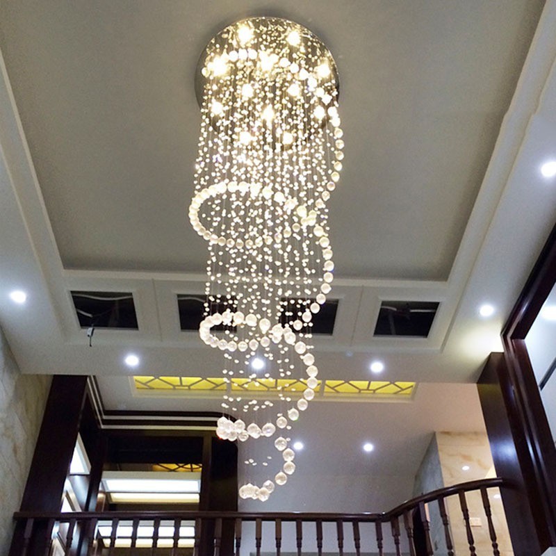 Plafonnier suspendu en cristal K9 moderne en spirale, luminaire d'intérieur pour escaliers et hauts plafonds