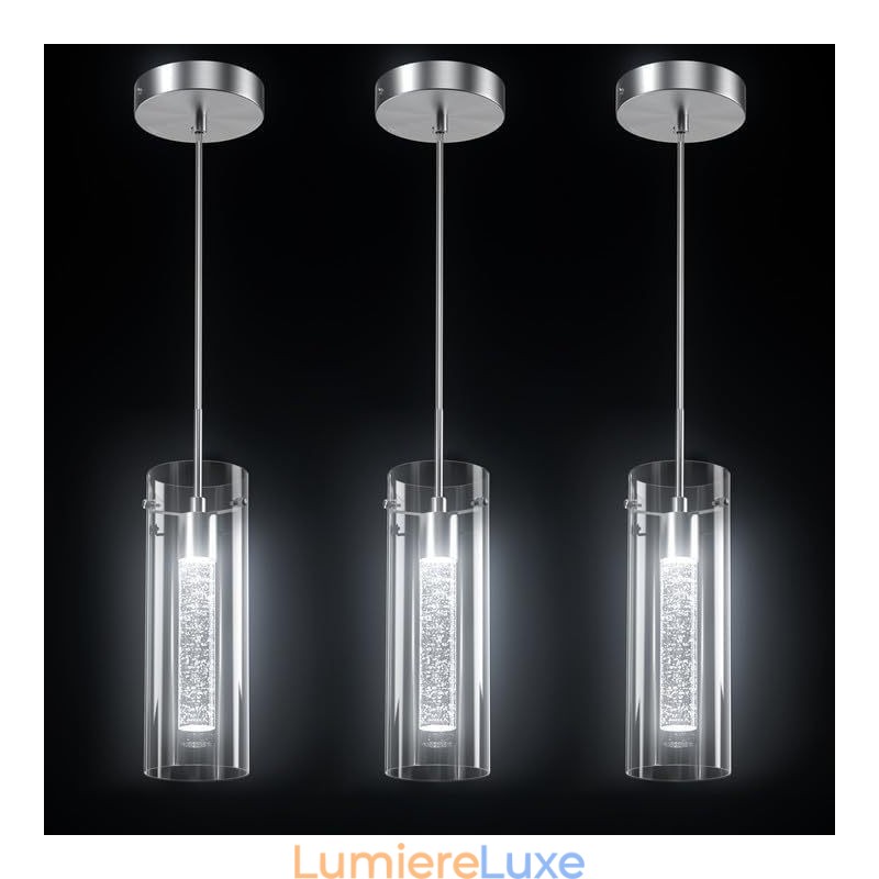 Suspension artistique à 3 lumières avec abat-jour en verre et culot d'ampoule G4