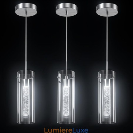 Suspension artistique à 3 lumières avec abat-jour en verre et culot d'ampoule G4 Suspension artistique à 3 lumières avec abat-jour en verre et culot d'ampoule G4