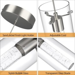 Suspension artistique à 3 lumières avec abat-jour en verre et culot d'ampoule G4