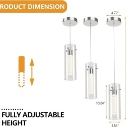 Suspension artistique à 3 lumières avec abat-jour en verre et culot d'ampoule G4