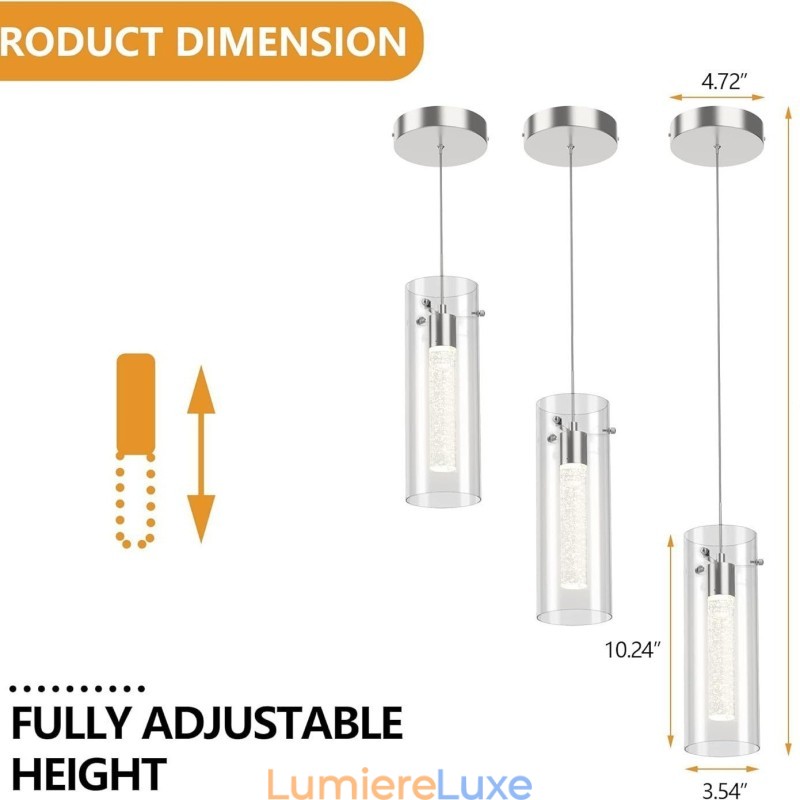 Suspension artistique à 3 lumières avec abat-jour en verre et culot d'ampoule G4