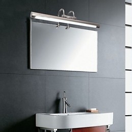 Appliques murales de salle de bain en acier inoxydable et acrylique, éclairage de maquillage, blanc froid et blanc chaud (dimensions : 57 x 13,5 x 15 cm)