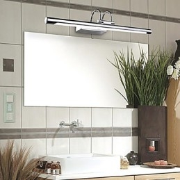 Appliques murales de salle de bain en acier inoxydable et acrylique, éclairage de maquillage, blanc froid et blanc chaud (dimensions : 57 x 13,5 x 15 cm)