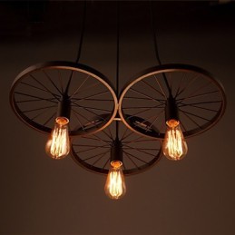 Lampes suspendues rétro Loft Lustre en fer forgé de style industriel à roulettes de style country américain