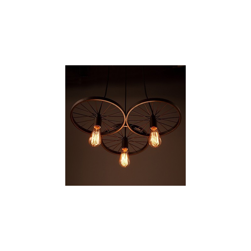 Lampes suspendues rétro Loft Lustre en fer forgé de style industriel à roulettes de style country américain