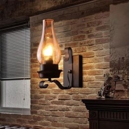 Applique murale rétro rustique en verre nordique pour chambre à coucher, applique murale de chevet, luminaires muraux industriels vintage