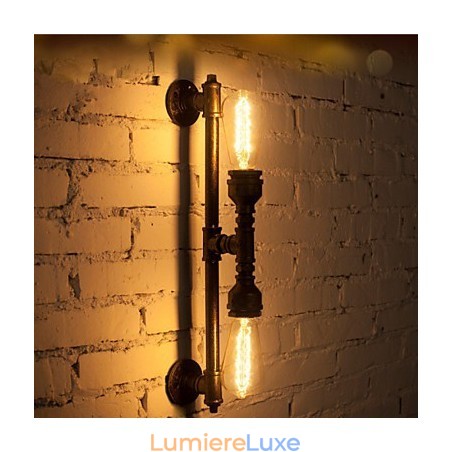 Applique murale en fer forgé style pipe à eau, style vintage, luminaire d'allée, style loft, ampoule à incandescence Edison, FJ DB2 046A0 Applique murale en fer forgé style pipe à eau, style vintage, luminaire d'allée, style loft, ampoule à incandescence Edison, FJ DB2 046A0