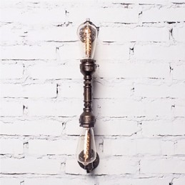 Applique murale en fer forgé style pipe à eau, style vintage, luminaire d'allée, style loft, ampoule à incandescence Edison, FJ DB2 046A0