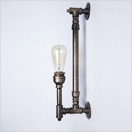 Applique murale en fer forgé style pipe à eau, style vintage, luminaire d'allée, style loft, ampoule à incandescence Edison, FJ DB2 046A0