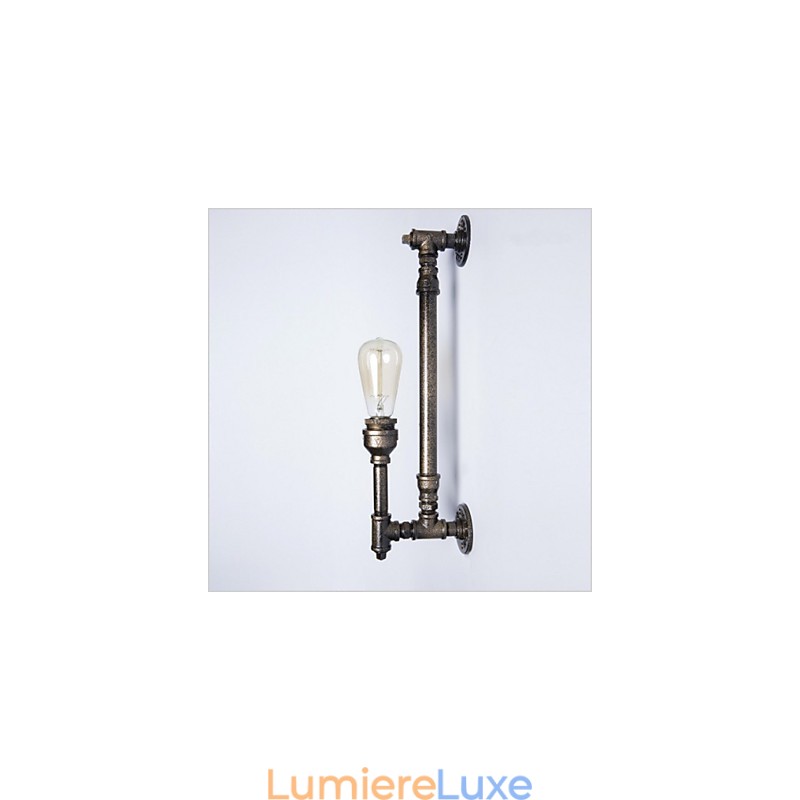 Applique murale en fer forgé style pipe à eau, style vintage, luminaire d'allée, style loft, ampoule à incandescence Edison, FJ DB2 046A0