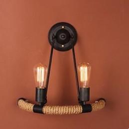 Lampe d'escalier de balcon contractée Lampe murale en corde de chanvre en demi-cercle