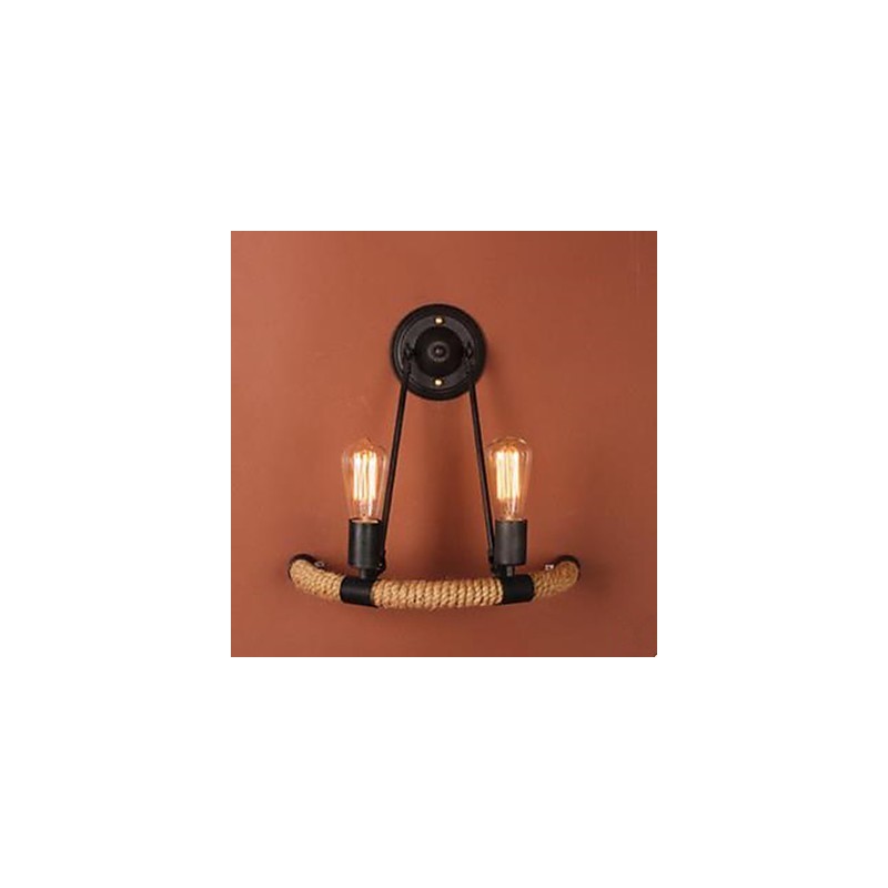 Lampe d'escalier de balcon contractée Lampe murale en corde de chanvre en demi-cercle