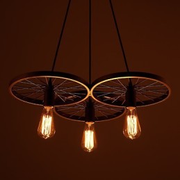 Lampes suspendues rétro Loft Lustre en fer forgé de style industriel à roulettes de style country américain