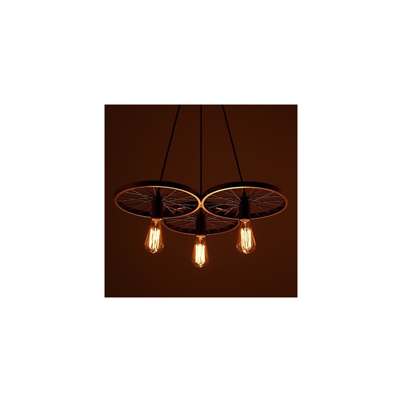 Lampes suspendues rétro Loft Lustre en fer forgé de style industriel à roulettes de style country américain