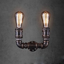 Applique murale vintage en métal à 2 lumières avec ampoule Edison