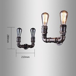 Applique murale vintage en métal à 2 lumières avec ampoule Edison
