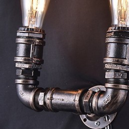 Applique murale vintage en métal à 2 lumières avec ampoule Edison