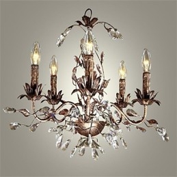 Lustre en métal et laiton antique de style bougie vintage