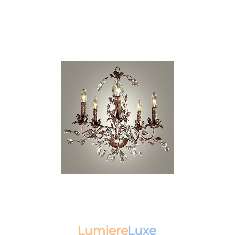 Lustre en métal et laiton antique de style bougie vintage