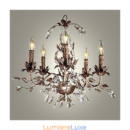 Lustre en métal et laiton antique de style bougie vintage Lustre en métal et laiton antique de style bougie vintage