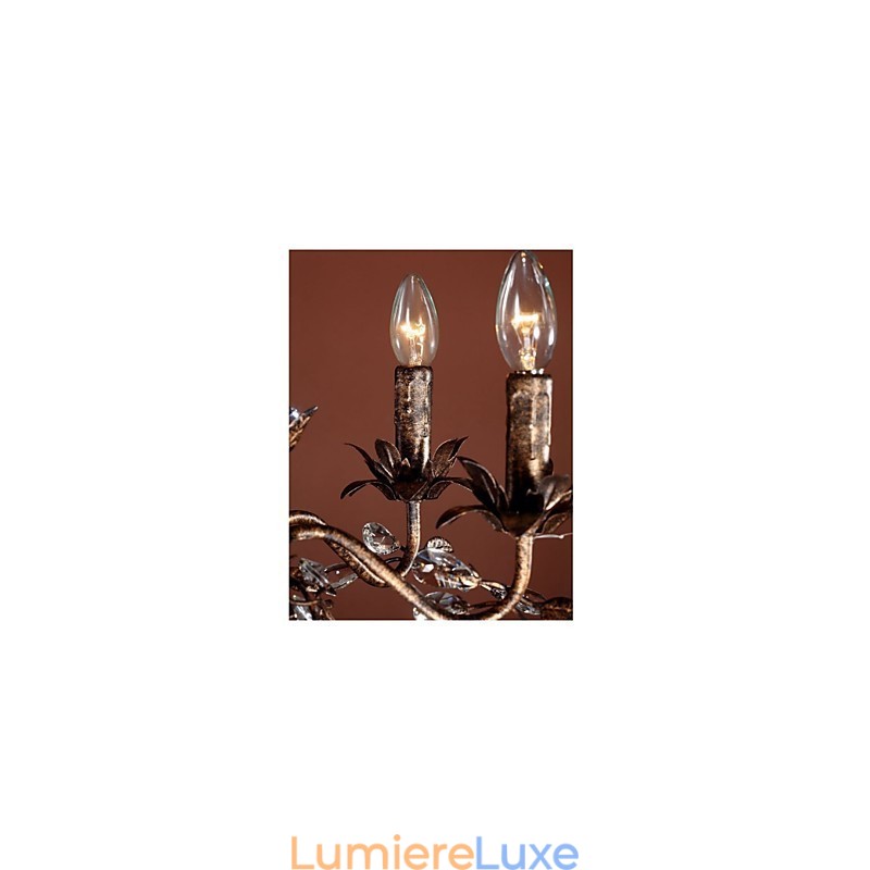 Lustre en métal et laiton antique de style bougie vintage