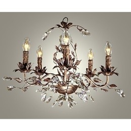 Lustre en métal et laiton antique de style bougie vintage