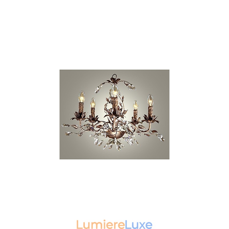 Lustre en métal et laiton antique de style bougie vintage