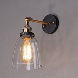 Applique murale industrielle en verre avec base en métal, style Edison, luminaire décoratif pour salle à manger, bureau, couloir